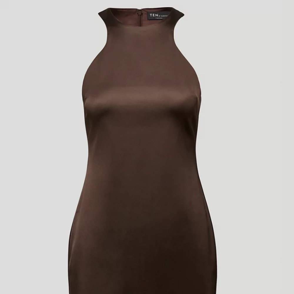 Brown satin dress from aritzia!